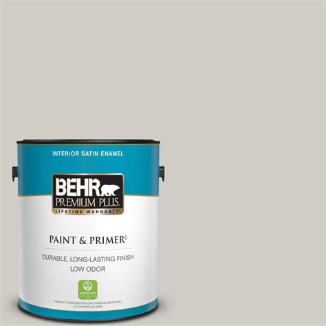 BEHR PREMIUM PLUS 1 Gal PPU26 10 Chic Gray Satin Enamel Low Odor