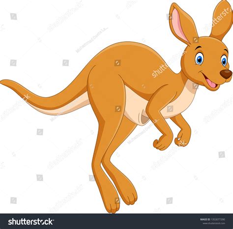 Cartoon Cute Kangaroo Jumping Stock Vector (Royalty Free) 1353077390 ...