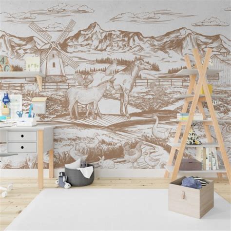 Animals In The Farm Wallpaper , Wall Mural Wallposter