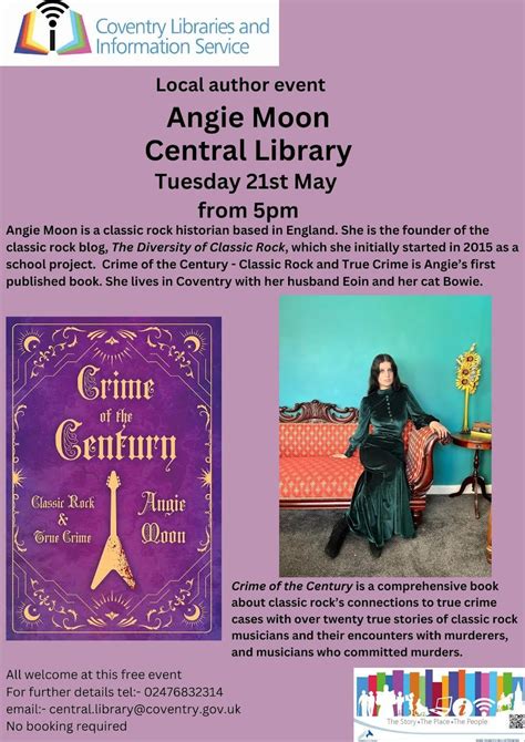 Coventry Library Talk On 21 May At 5 Pm Angie Moon Author Of Crime Of