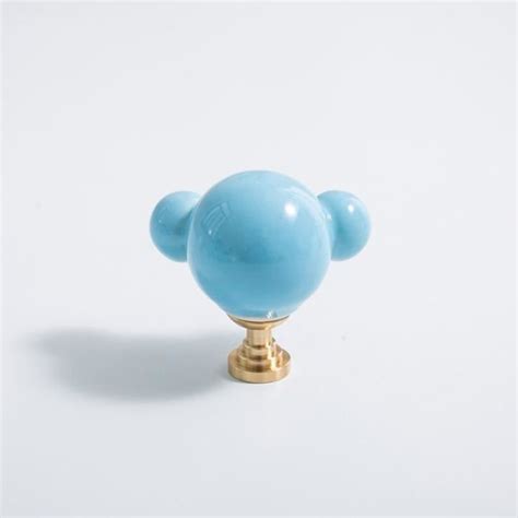 POIGNEE DE MEUBLE BOUTON DE MEUBLE Blue with brass base Poignée de