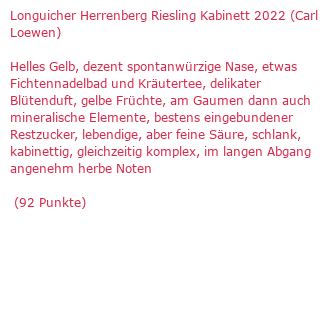 Verkostungsnotiz Longuicher Herrenberg Riesling Kabinett Carl Loewen