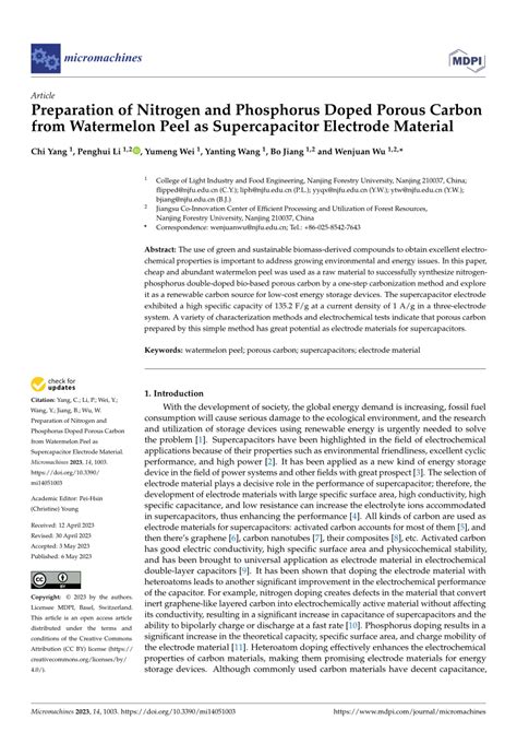 PDF Preparation Of Nitrogen And Phosphorus Doped Porous Carbon From