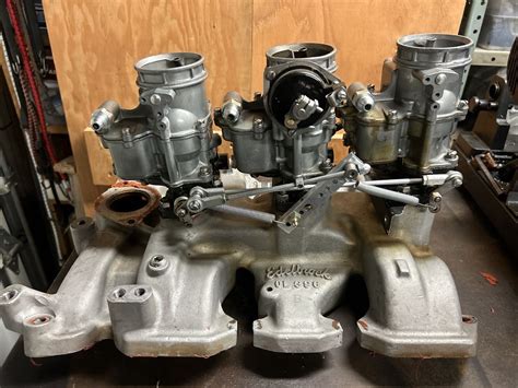 Oldsmobile 324 Edelbrock Tri Carb Manifold And Holley 2110 Ecg Carbs Ebay