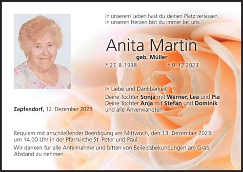 Anita Martin Traueranzeige Trauer Infranken De