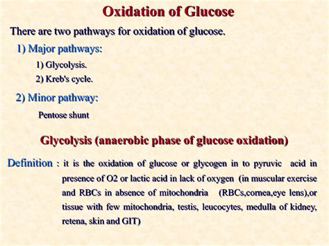 Oxidation of Glucose