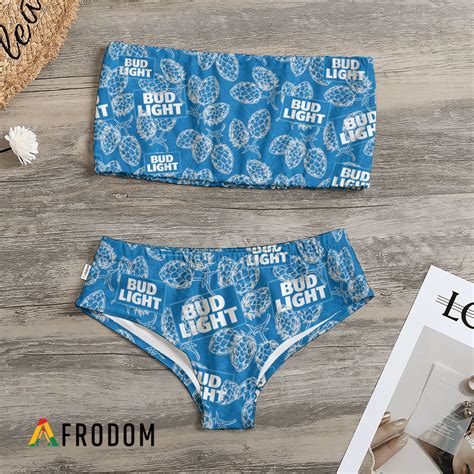 Bud Light Humulus Pattern Strapless Bandeau Bikini Swimsuit Beach Afrodom