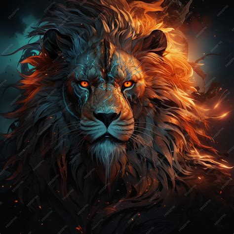 Premium AI Image | lion head on black background wallpaper