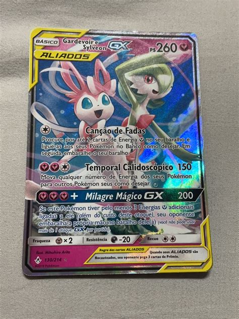 Carta Pokemon Gardevoir E Sylveon Gx Brinquedo Pokemon Usado