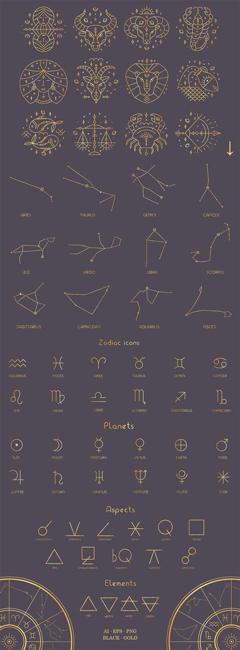 Zodiac Signs And Constellations Clipart Zodiac Symbols Etsy Zodiac