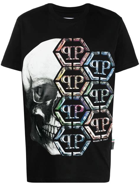 Philipp Plein Logo Print Skull T Shirt Farfetch