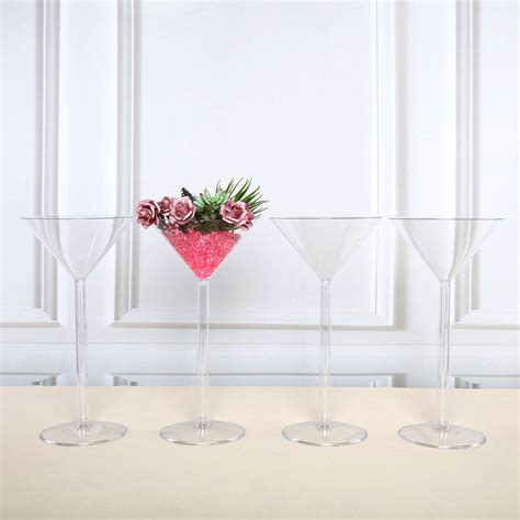 18” Tall Set Of 4 Plastic Martini Glass Vase Wedding Table Decor