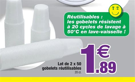 Promo Lot De X Gobelets R Utilisables Chez Bazarland