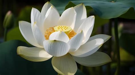 Premium Ai Image A White Lotus Flower With Yellow Center