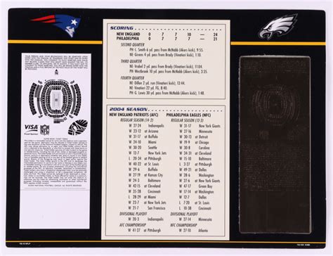 Super Bowl Xxxix Commemorative Score Card With Kt Gold Ticket