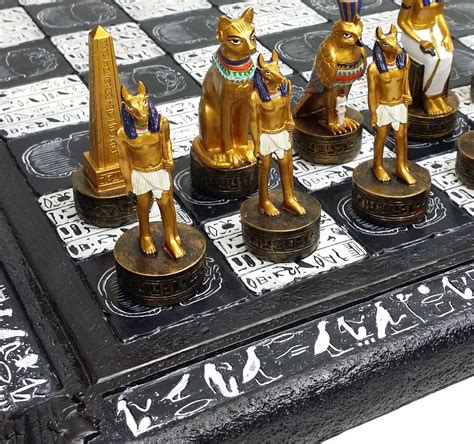 Buy Inch Egyptian Chess Set With Black White Hieroglyphics Egypt