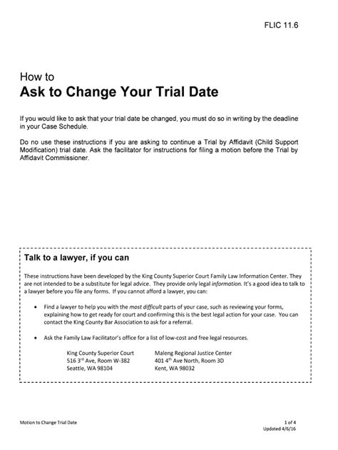 Fillable Online Kingcounty Ask To Change Your Trial Date Fax Email