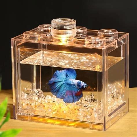 Vvikizy Mini réservoir de poissons Petit Aquarium Betta Transparent