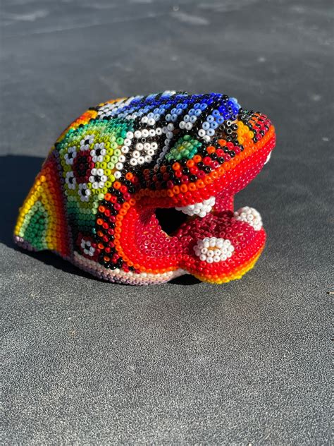 Wixarika Beaded Huichol Indigenous Fair Trade Beaded Jaguar Head