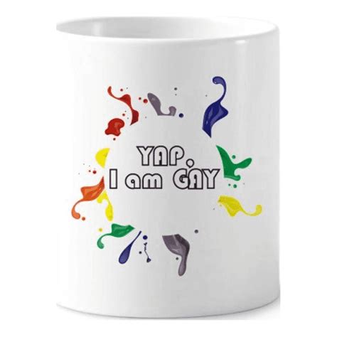 LGBT Rainbow Flag Yap I Am Men Toothbrush Pen Holder Mug Cerac Stand