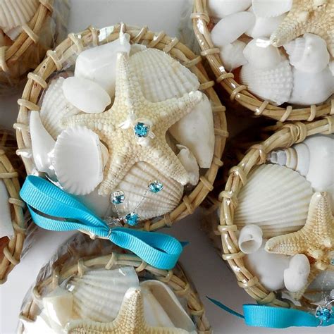 Beach Wedding Favors Set of 6 Seashell Baskets Coastal