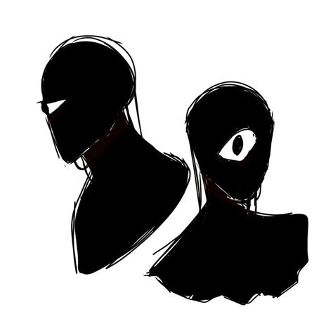 The Silhouettes Of Two People With Their Faces Covered In Black And White Ink