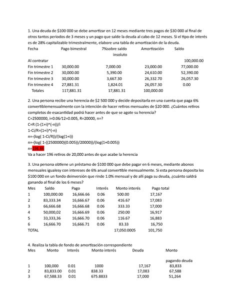 Calculo Diferencial Una Deuda De 100 000 Se Debe Amortizar En 12