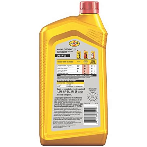 Pennzoil High Mileage Synthetic Blend 5w 30 Motor Oil For Vehicles Over