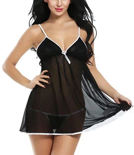 Solid Net Women Sexy Honeymoon Dress Sleeveless Black At Rs Piece