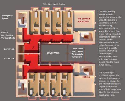 the floor plan for an apartment building with two floors and three rooms, including one bedroom