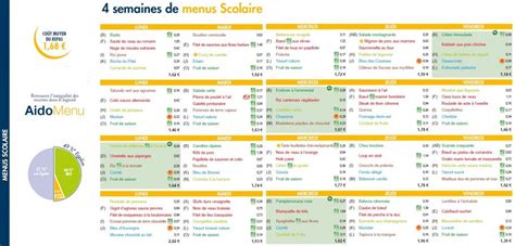 Semaines De Menus Mars Restauration Collective