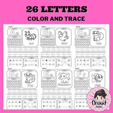 alphabet color  trace worksheets az  pages pre  kindergarten