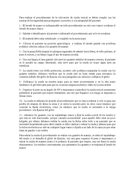 Sonda vesical - apuntes - Para realizar el procedimiento de la