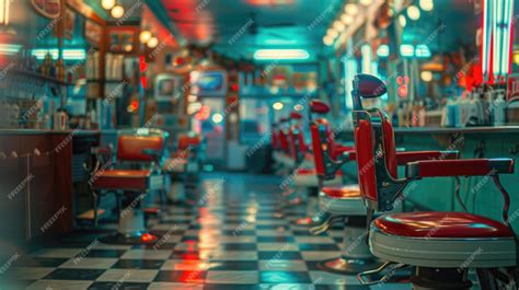 Premium Photo Generative Ai Vintage Photo Of Retro Barber Shop Of 50s