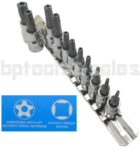 11pc 5 Point Security Star Bit Socket Set Torx Star Tamper Proof Bits W