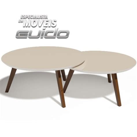 Conjunto De Mesa Centro Classic Redonda Off White Casa Guido