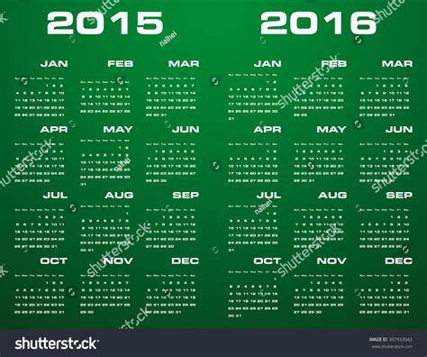 Simpleeditable 2015 2016 Years Calendar On Stock Vector (Royalty Free ...