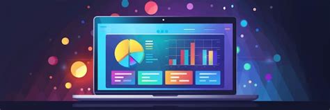 A Laptop Displaying A Data Dashboard With A Pie Chart Bar Graphs And