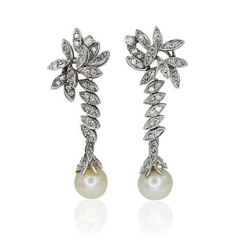 Diamond Pearls Earring Akoja Pearls Diamant Perlen Ohrhänger besetzt