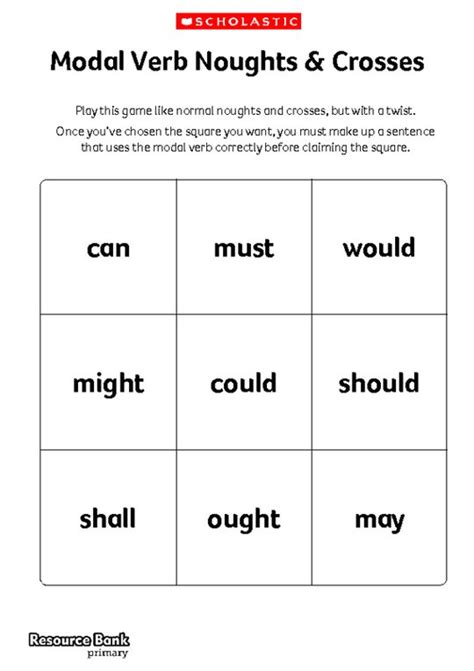 Modal Verbs Noughts And Crosses Scholastic Shop