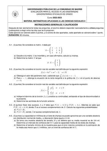 Ex Menes De Ebau De Matem Ticas Aplicadas A Las Ciencias Sociales Del