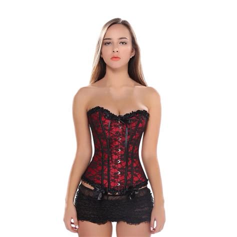 Satin Bone Lace Up Steampunk Corset Sexy Bustier Women Corselet Corset