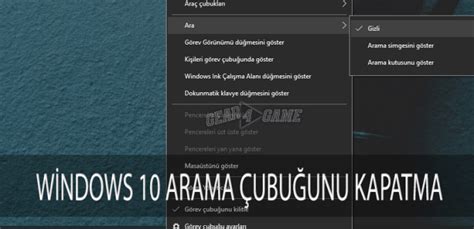 Windows 10 Arama Çubuğunu Kapatma Windows