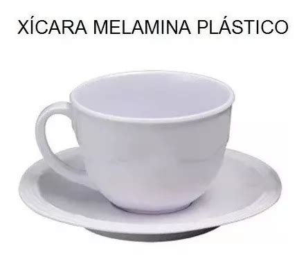 Jogo Xicara Cha Pires Ml Melamina Plastico Branco