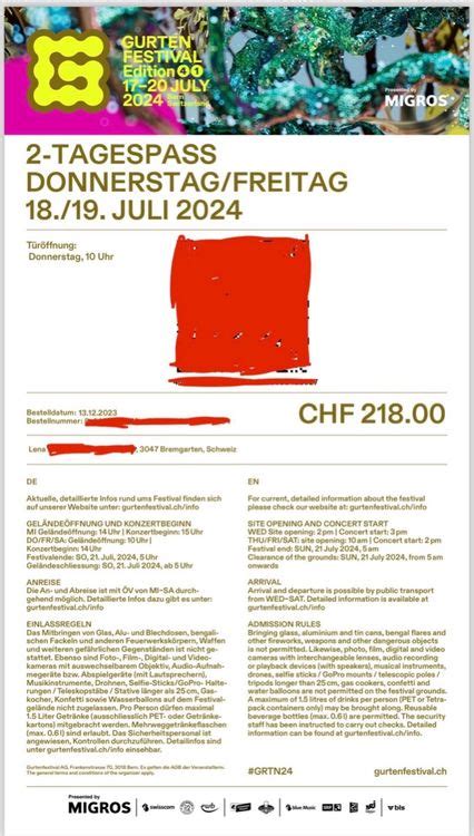 Gurtenfestival 2024 2 Tages Pass Do Fr AUSVERKAUFT Kaufen Auf Ricardo