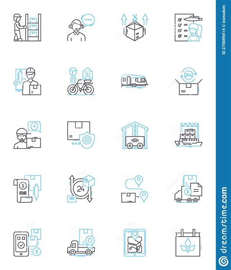 Shipment Line Icons Collection Cargo Delivery Transport Consignment