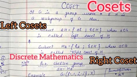 Cosets In Group Theory Left And Right Cosets In Group Theory