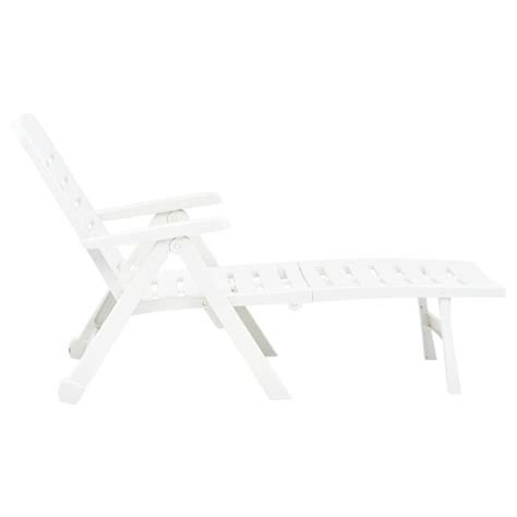 Dilwe Chaise Longue Pliable Plastique Blanc2 Cdiscount Jardin