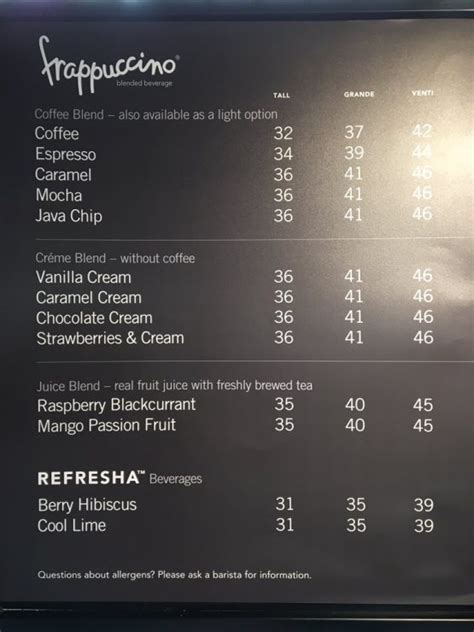 Starbucks Menu With Updated Prices in South Africa 2024 – menu za