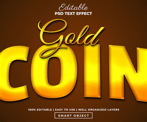 Artstation 3d Gold Coin Psd Fully Editable Text Effect Layer Style